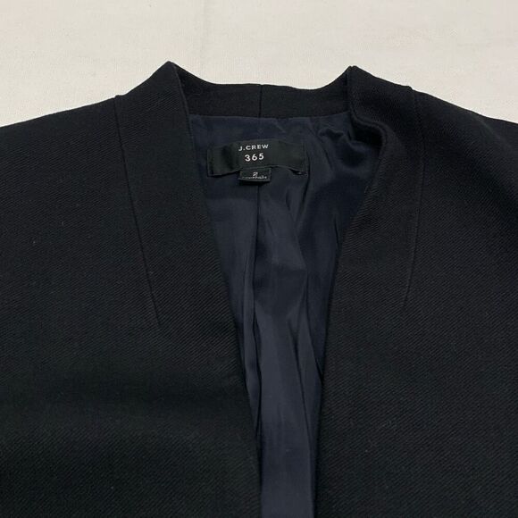 J Crew 365 Sz 2 Twill Open Suit Blazer Jacket Slim Fit Black - Picture 3 of 8